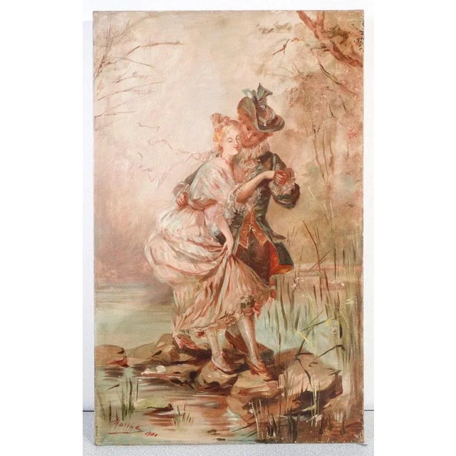 Giovane Coppia, Couple, 1900, Oil on Canvas For Sale - Image 6 of 6