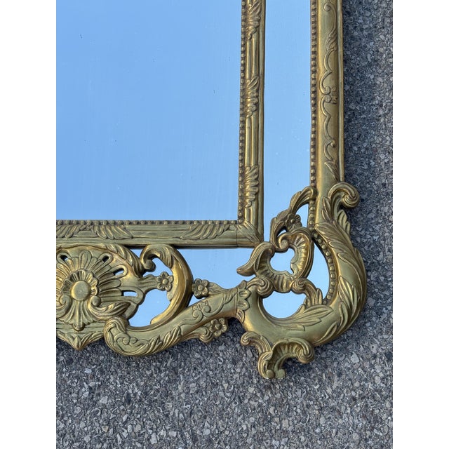 Wood Large Regency Style Mirror with Carved and Gilded Wooden Side Panels, 1950s For Sale - Image 7 of 12