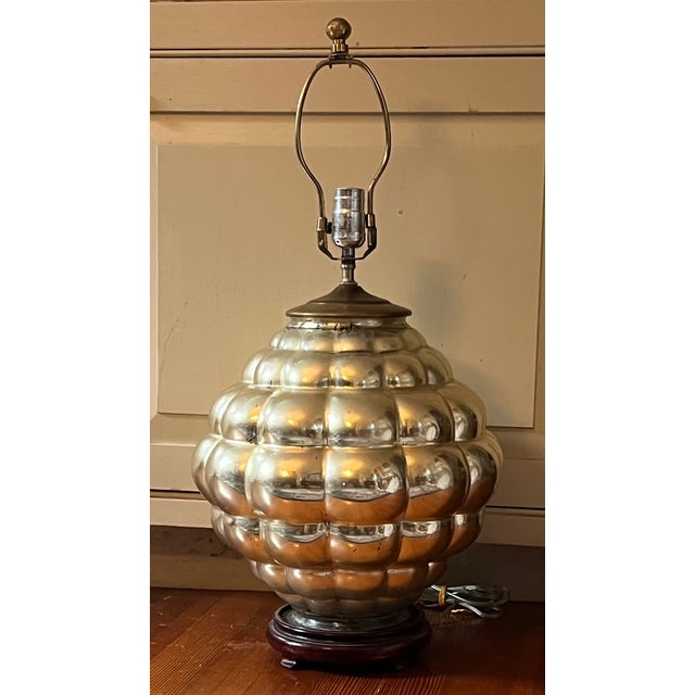 Glass Mid-Century Modern Silvered Mercury Glass Table Lamp Circa 1950 For Sale - Image 7 of 12