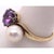 14 Karat Yellow Gold Freeform Ring With Solitaire Amethyst and Pearl For Sale In New York - Image 6 of 10