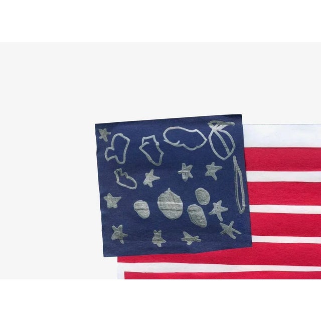 This is a giclee print of an adorable Outsider Art American Flag with silver star-like things. It really reflects the...