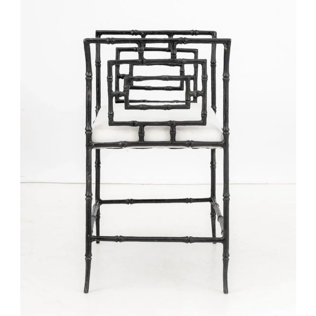 Black Bamboo Motif Cast Iron Window Seat For Sale - Image 8 of 9