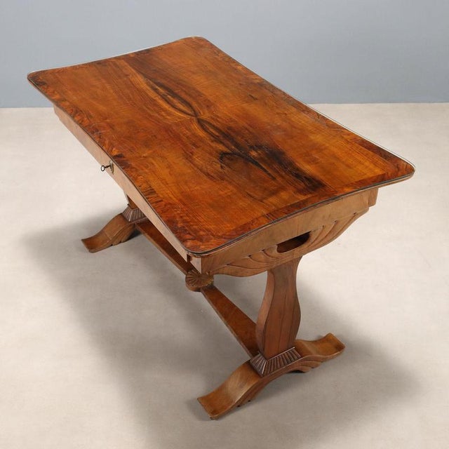 Biedermeier Writing Desk in Walnut For Sale - Image 9 of 12