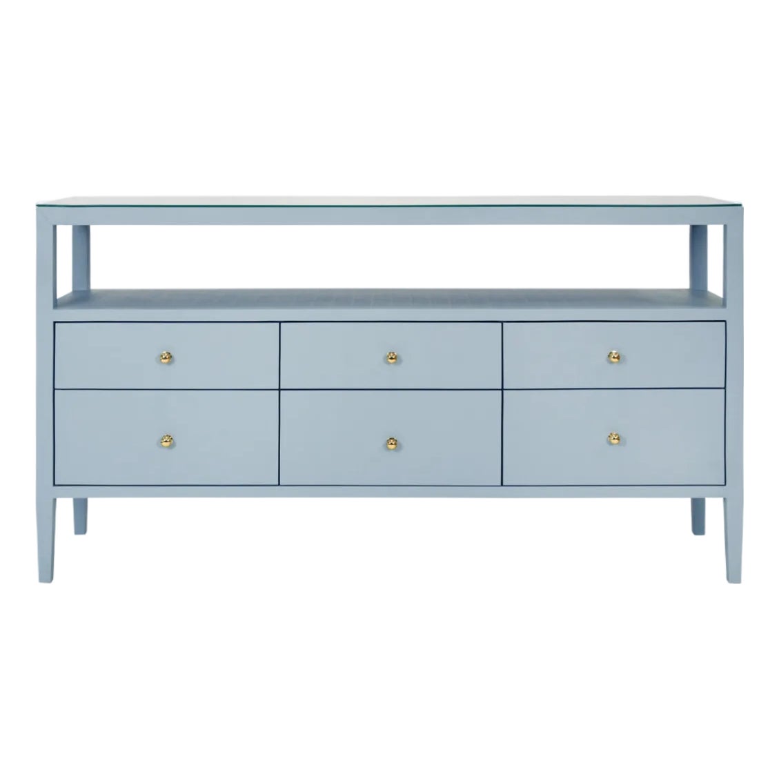 Matthew Izzo Home Jordan Painted Blue Linen Six Drawer Console Table ...