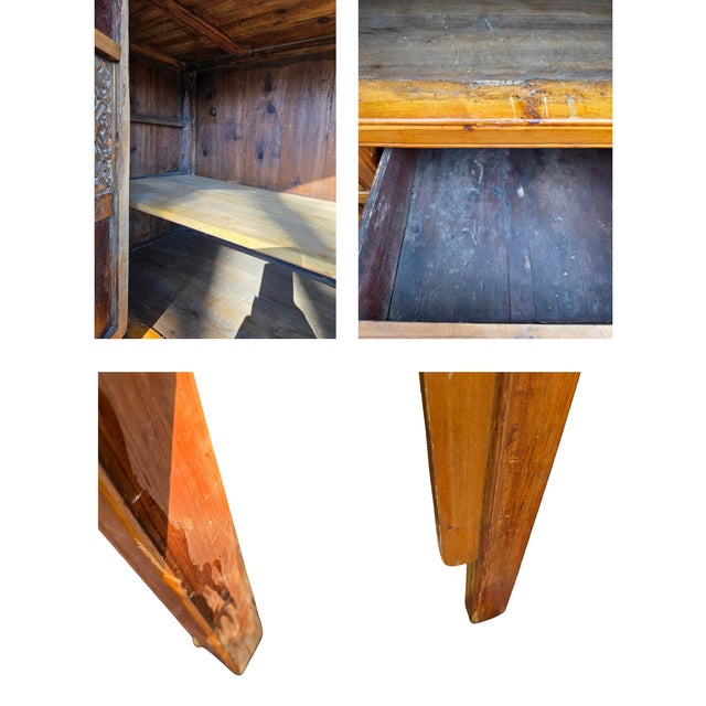 Wood Antique Chinese Kitchen Cabinet Chinoiserie Asian Storage For Sale - Image 7 of 11