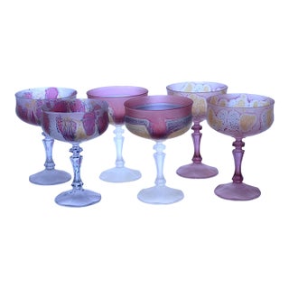 Vintage Jerusalem Simron Champagne Glass Coupes - Set of 6 For Sale