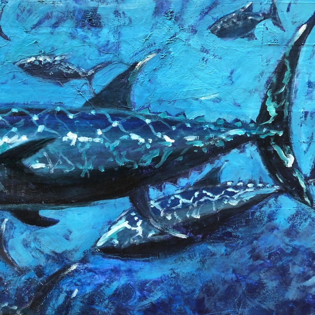 Original Stephen Heigh Painting “Tuna School” Fish For Sale - Image 4 of 7