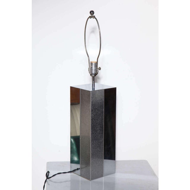 Paul Evans Paul Evans Style Brushed Aluminum and Polished Steel "Cityscape" Table Lamp, 1970's For Sale - Image 4 of 7
