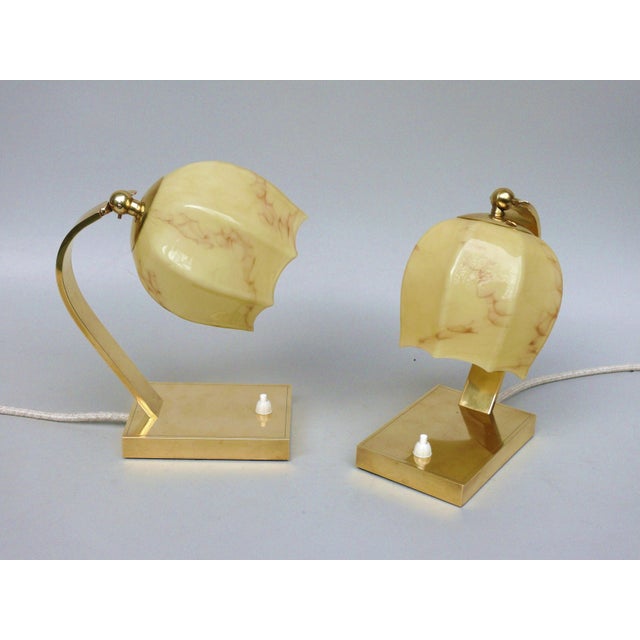Vintage Bauhaus Bedside Lamps in Brass, 1920s, Set of 2 For Sale - Image 6 of 18