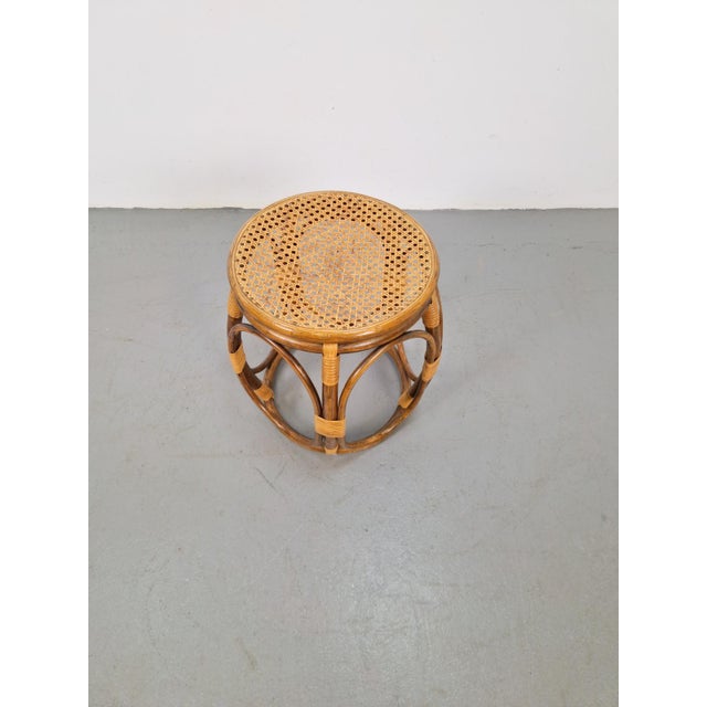 Round Bentwood and Rattan Webbing Stool, 1970s For Sale - Image 4 of 7