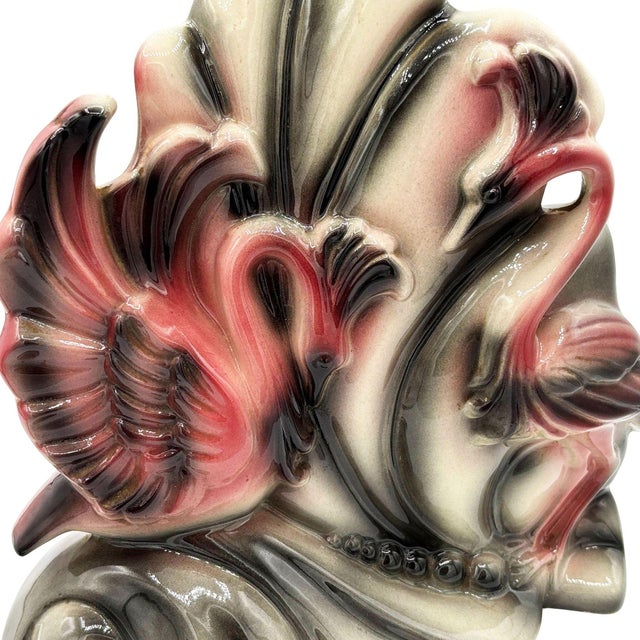 Ceramic 1950s Mid-Century California Pottery Ceramic Pink Swan Leaf Tv Table Lamp For Sale - Image 7 of 7