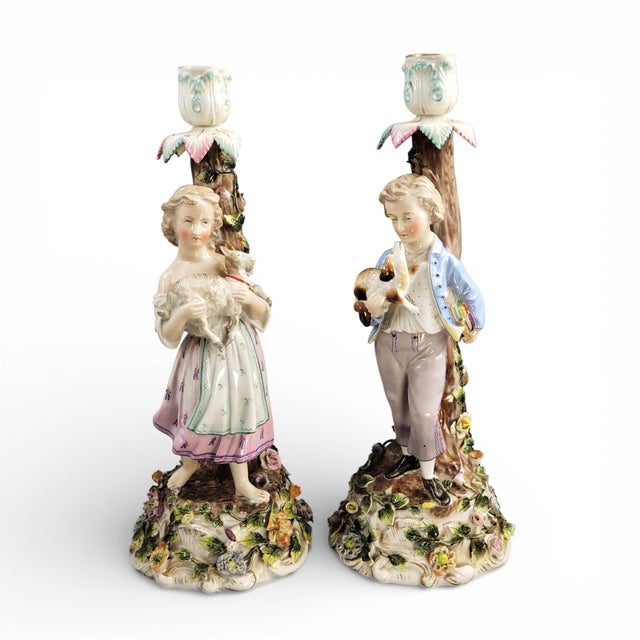 Large Figural Porcelain Candlesticks, Germany, 1890, Set of 2 For Sale - Image 14 of 14