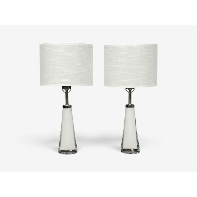 Mid-Century Modern 1960s Carl Fagerlund, Swedish Modern, Table Lamps, White Glass, Sweden For Sale - Image 3 of 12