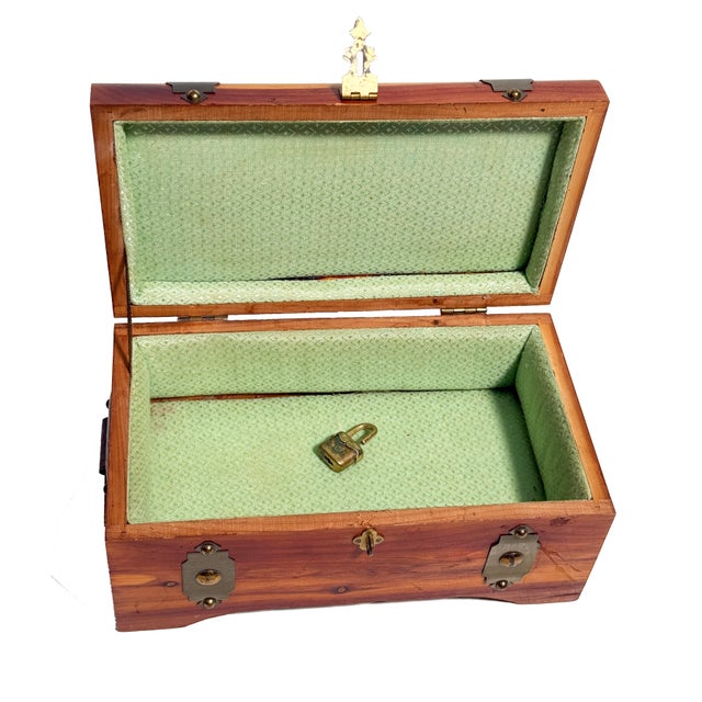 Vintage Art Deco Miniature Cedar Treasure Chest — Dated December 1927 For Sale - Image 4 of 4