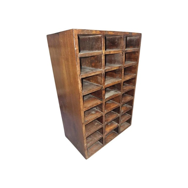 Arts & Crafts Mid-Century Solid Wood Double Sided Storage Shelf For Sale - Image 3 of 4