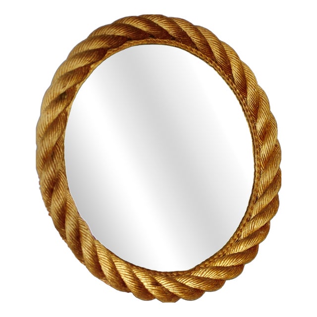 Large Round Rope Mirror by Adrien Audoux & Frida Minet, 1950 For Sale