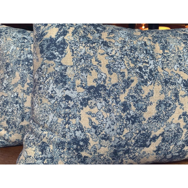 Custom Throw Pillows in Holland & Sherry Woven Patterned Fabric - A Pair For Sale - Image 4 of 10