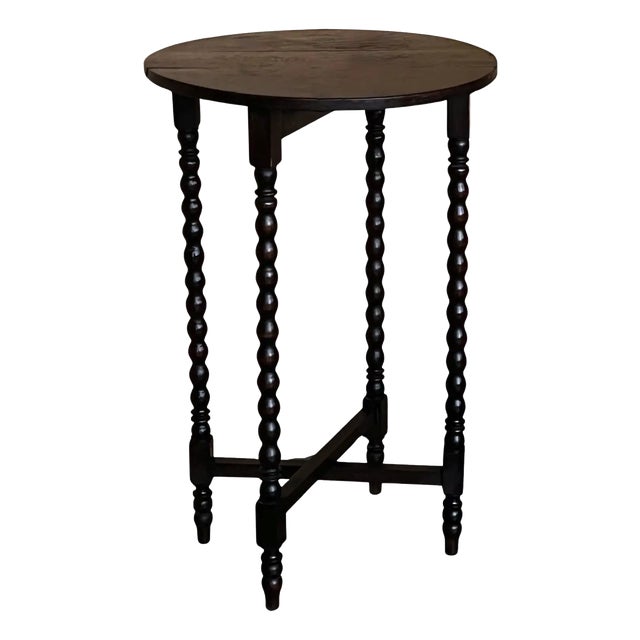 Round Narrow Folding Center Table in Oak, 1940s For Sale