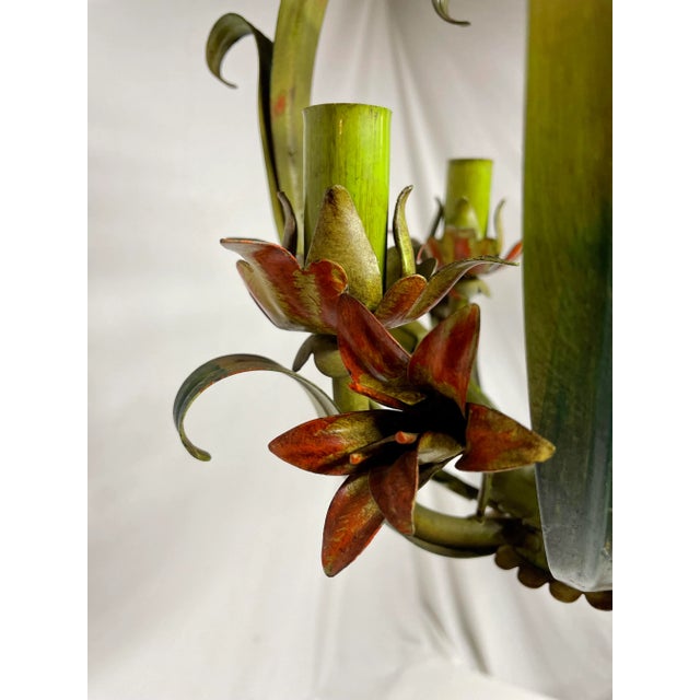 Italian Tole Floral Tole Chandelier With Lilies For Sale - Image 11 of 12