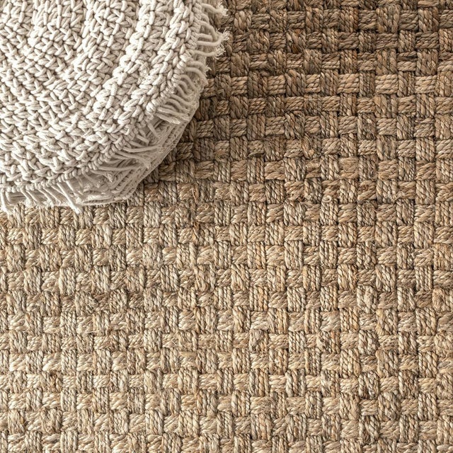 Hand Woven Boucle Chunky Jute Natural 5 ft. x 8 ft. Area Rug Chairish