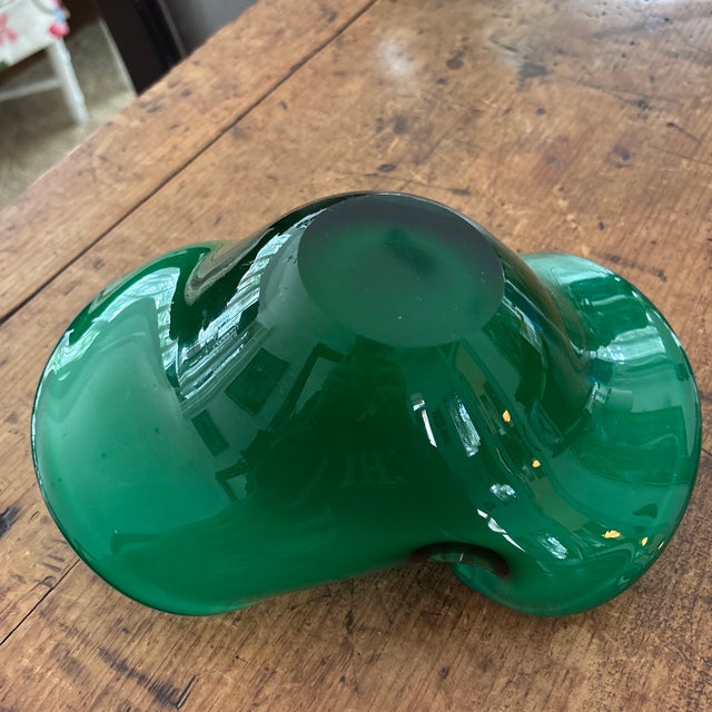 Freeform Gree Glass Bowl For Sale In Savannah - Image 6 of 7