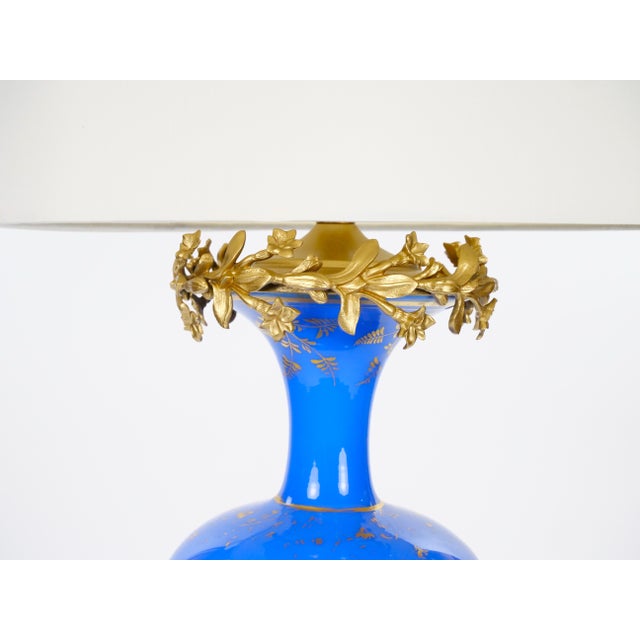 Antique French Painted Glass Table Lamps Gilt Bronze Mounts - Pair For Sale In New York - Image 6 of 12