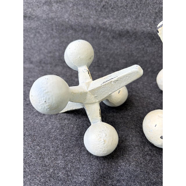 1990s Off White Cast Iron Jacks Set of 3 Decorative Objects For Sale - Image 17 of 17