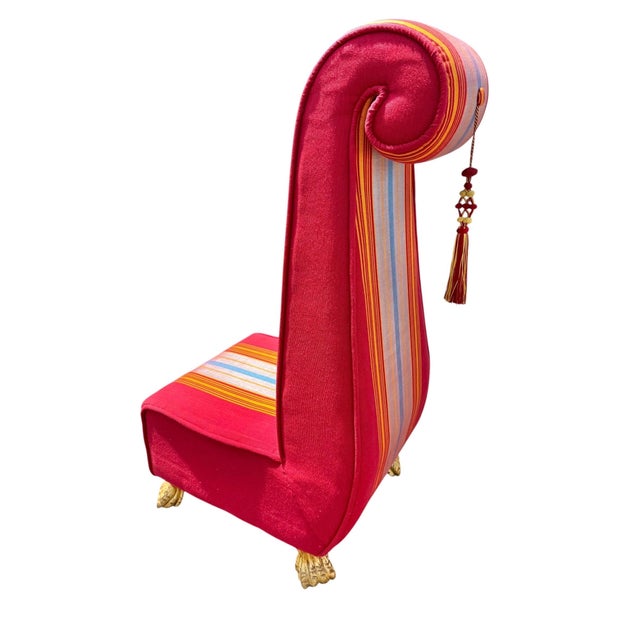 Hollywood Regency Style Upholstered Slipper Chair For Sale In Philadelphia - Image 6 of 10