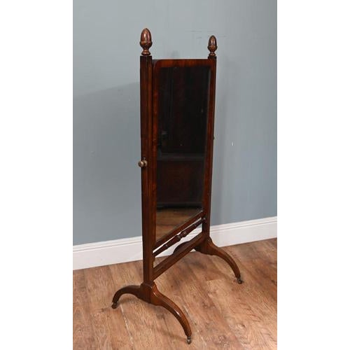 Wood Regency Cheval Mirror in Mahogany, 1860 For Sale - Image 7 of 12
