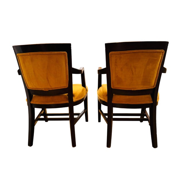 Mid 20th Century Mid 20th Century Mid-Century Modern Mahogany Upholstered Arm Chairs, a Pair For Sale - Image 5 of 12