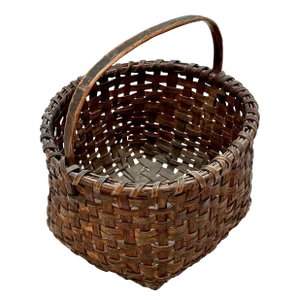 Outstanding Small Size Antique American Hand Woven Ash Wood Splint Berry Gathering Basket - Beautiful Original Patina