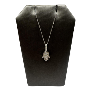 Diamond Hamsa Necklace in 10kt White Gold – 0.25ctw, 18in, New