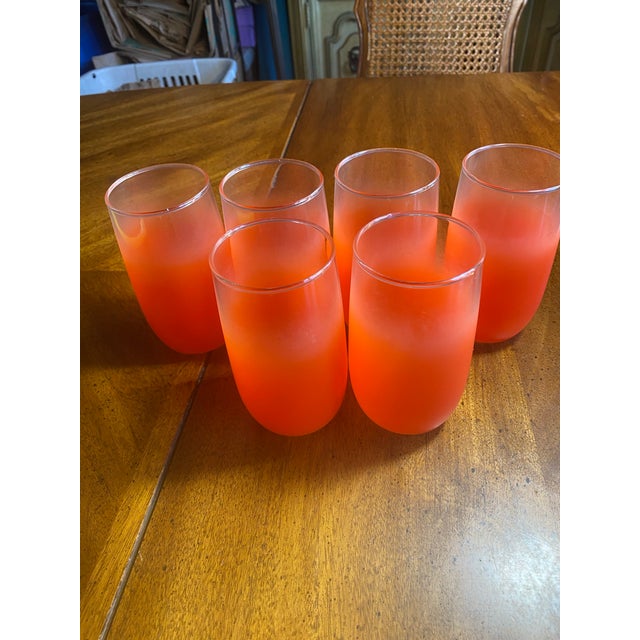 1950s Blendo 6 Orange Frosted 14oz Tumblers For Sale - Image 11 of 11