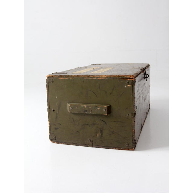 Wwii Military Storage Wooden Crate Trunk For Sale - Image 12 of 16