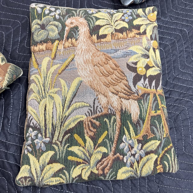 French “Verdure” Needlepoint-Style Tapestry-Woven Pillows, Set of Five For Sale - Image 9 of 12