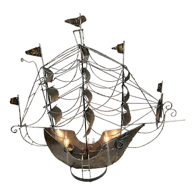 Vintage 1980s Pirate Ship Lamp For Sale