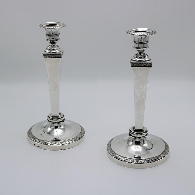 Pair of Empire Period Silver Candlesticks England circa 1820 For Sale - Image 17 of 18