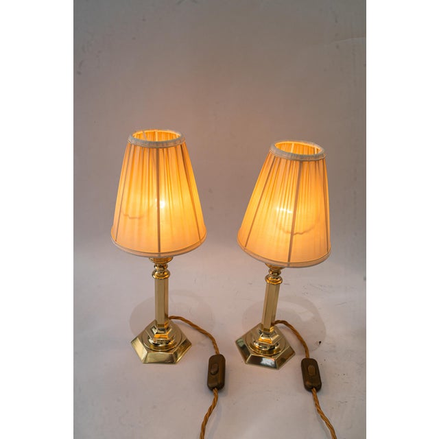 Small Art Deco Table Lamps with Fabric Shades, Vienna, Austria, 1920s, Set of 2 For Sale - Image 11 of 17