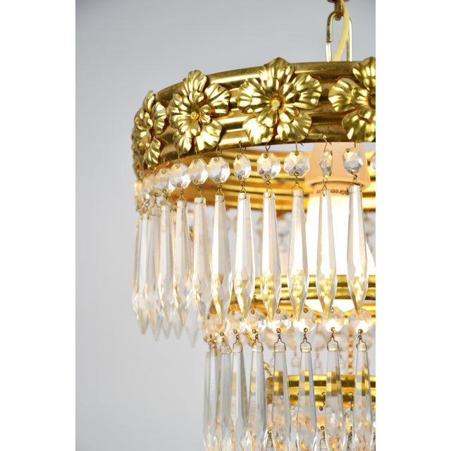 Gold Chandelier from Zeleznobrodske Sklo, Former Czechoslovakia, 1970s For Sale - Image 8 of 12