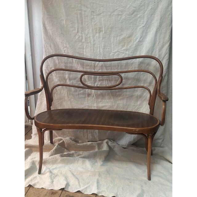 Thonet Vintage Mid Century Modern Thonet Style Bentwood Bench For Sale - Image 4 of 5