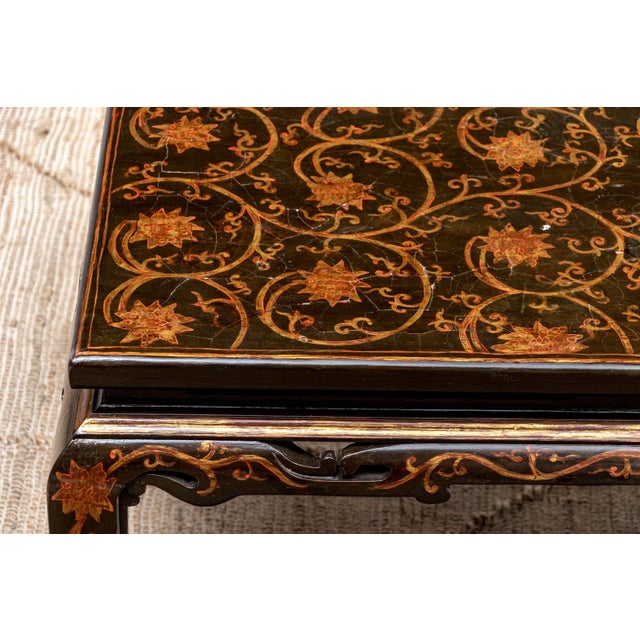 Wood Vintage Chinoiserie Rectangular Lacquered Coffee Table For Sale - Image 7 of 11