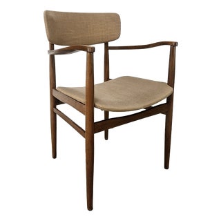 Swedish Armhair in Wood and Brown Fabric, 1970 For Sale