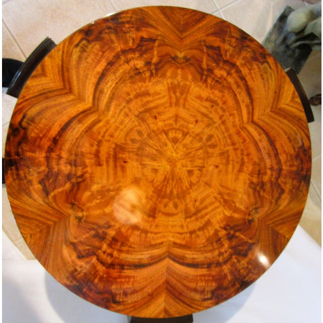 Brown 1990s Theodore Alexander Art Deco Style Round Wood and Glass Center / End Table For Sale - Image 8 of 9
