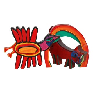 Rainbow with Cat Sculpture by Corneille For Sale