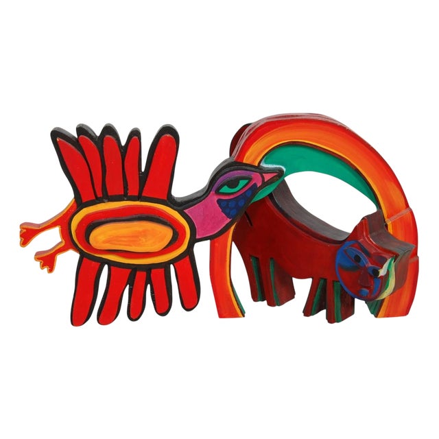 Rainbow with Cat Sculpture by Corneille For Sale