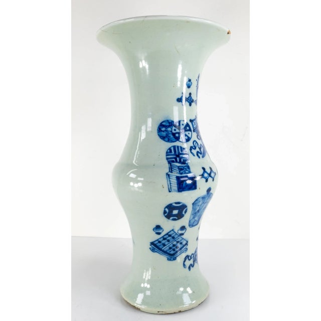 Chinese Antique Chinese Pale Celadon and Blue Yen Yen Vase For Sale - Image 3 of 13