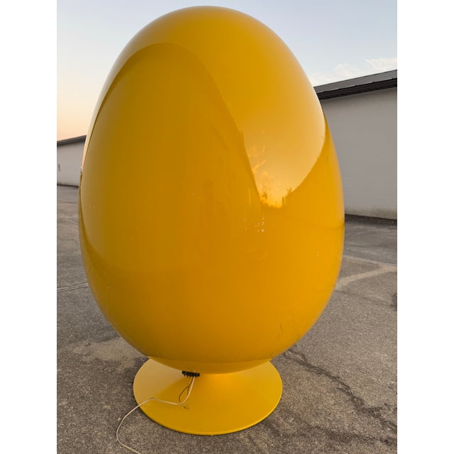 Mid-Century Modern Attributed to Henrik Thor-Larsen “Ovalia” Egg Chair W/ Speakers – Yellow & Beige – Space Age Mid Century Modern (1968 Torlan Sweden) For Sale - Image 3 of 12