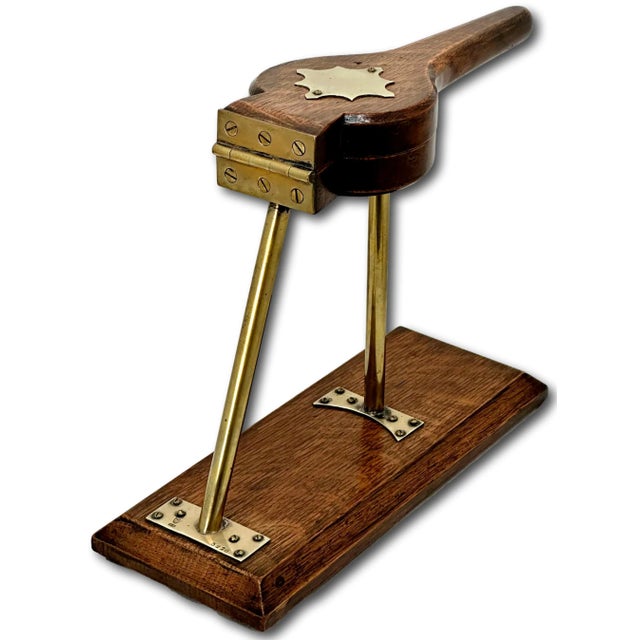 Wood Fine Quality Antique English Sheffield Silverplate & Oak Table Top Lemon Press - Juicer With Greek Hermes - Roman Mercury Logo For Sale - Image 7 of 12