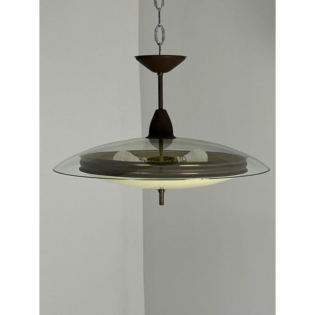 Mid-Century Modern Vintage Murano Glass Pendant in the style of Fontana Arte, 1950s For Sale - Image 3 of 12