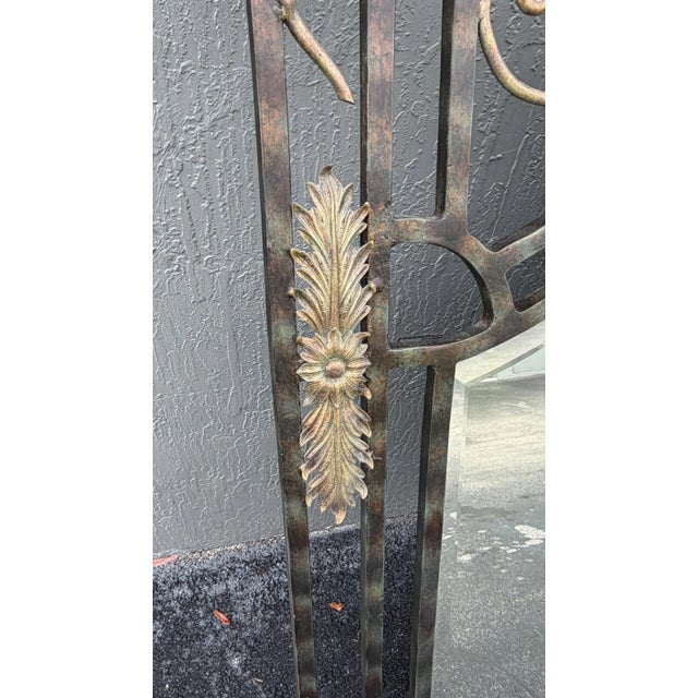 Transitional LaBarge 60" Tall Iron Flower and Bow Beveled Mirror For Sale - Image 3 of 4